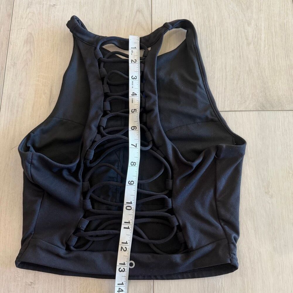 Alo Yoga Movement Sports Bra Crop Top Lace Up Corset Small Black - Picture 3 of 8